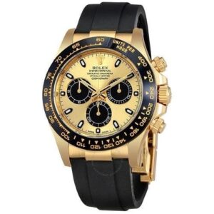Rolex Cosmograph Daytona 40 Oyster Perpetual 18 ct yellow gold golden and bright black dial Oysterflex band Reference 116518CBKSR