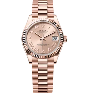 Rolex Lady-Datejust 28 Oyster Perpetual 18 ct Everose gold rosé-colour dial President band Reference 279175