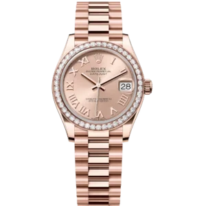 Rolex Datejust 31 Oyster Perpetual 18 ct Everose gold rosé colour dial President band Reference 278285RBR