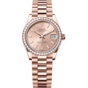 Rolex Datejust 31 Oyster Perpetual 18 ct Everose gold rosé colour dial President band Reference 278285RBR