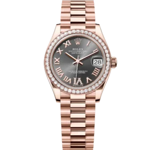 Rolex Datejust 31 Oyster Perpetual 18 ct Everose gold slate, diamond-set dial slate, diamond-set dial band Reference 278285RBR