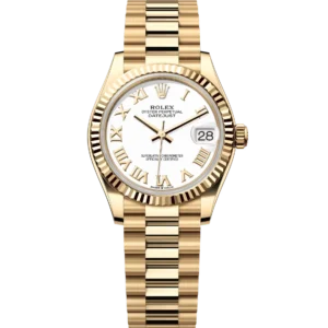 Rolex Datejust 31 Oyster Perpetual 18 ct yellow gold white dial President band Reference 278278