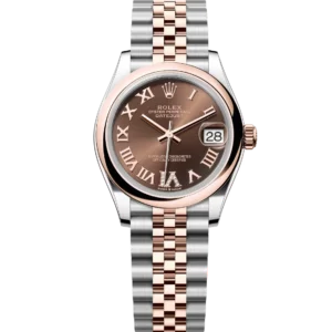 Rolex Datejust 31 Oyster Perpetual Oystersteel and Everose chocolate, diamond-set dial Jubilee band Reference 278241