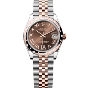Rolex Datejust 31 Oyster Perpetual Oystersteel and Everose gold chocolate, diamond-set dial Jubilee band Reference 278341RBR