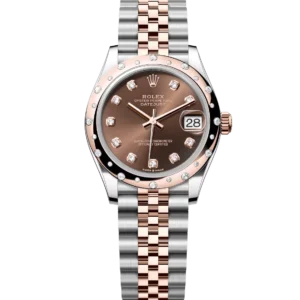 Rolex Datejust 31 Oyster Perpetual Oystersteel and Everose gold chocolate, diamond-set dial Jubilee band Reference 278341RBR