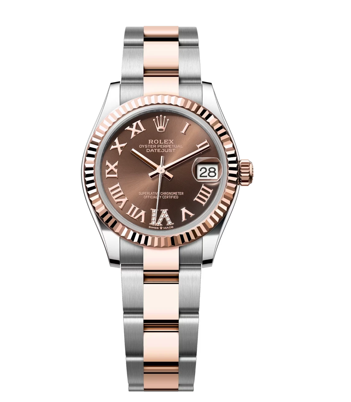 Rolex Datejust 31 Oyster Perpetual Oystersteel and Everose gold chocolate, diamond-set dial Oyster band Reference 278271