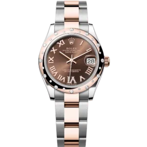 Rolex Datejust 31 Oyster Perpetual Oystersteel and Everose gold chocolate, diamond-set dial Oyster band Reference 278341RBR