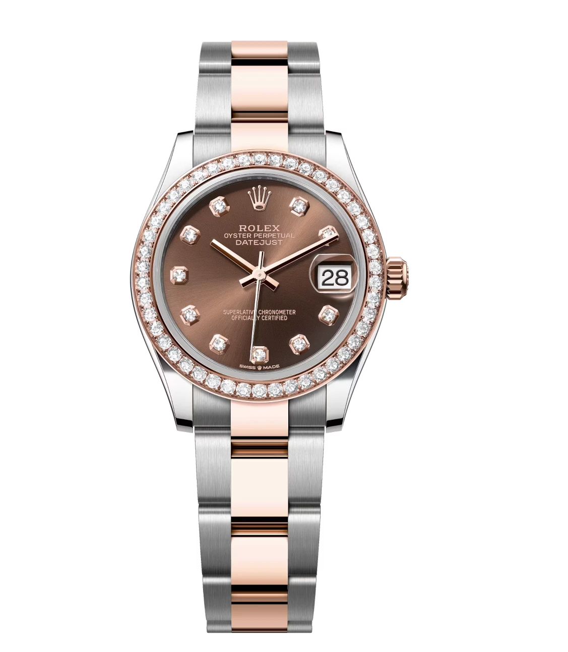 Rolex Datejust 31 Oyster Perpetual Oystersteel and Everose gold chocolate, diamond-set dial Oyster band Reference 278381RBR