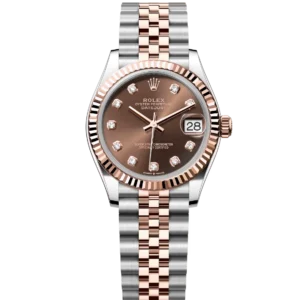 Rolex Datejust 31 Oyster Perpetual Oystersteel and Everose gold chocolate, diamond-set Jubilee band Reference 278271