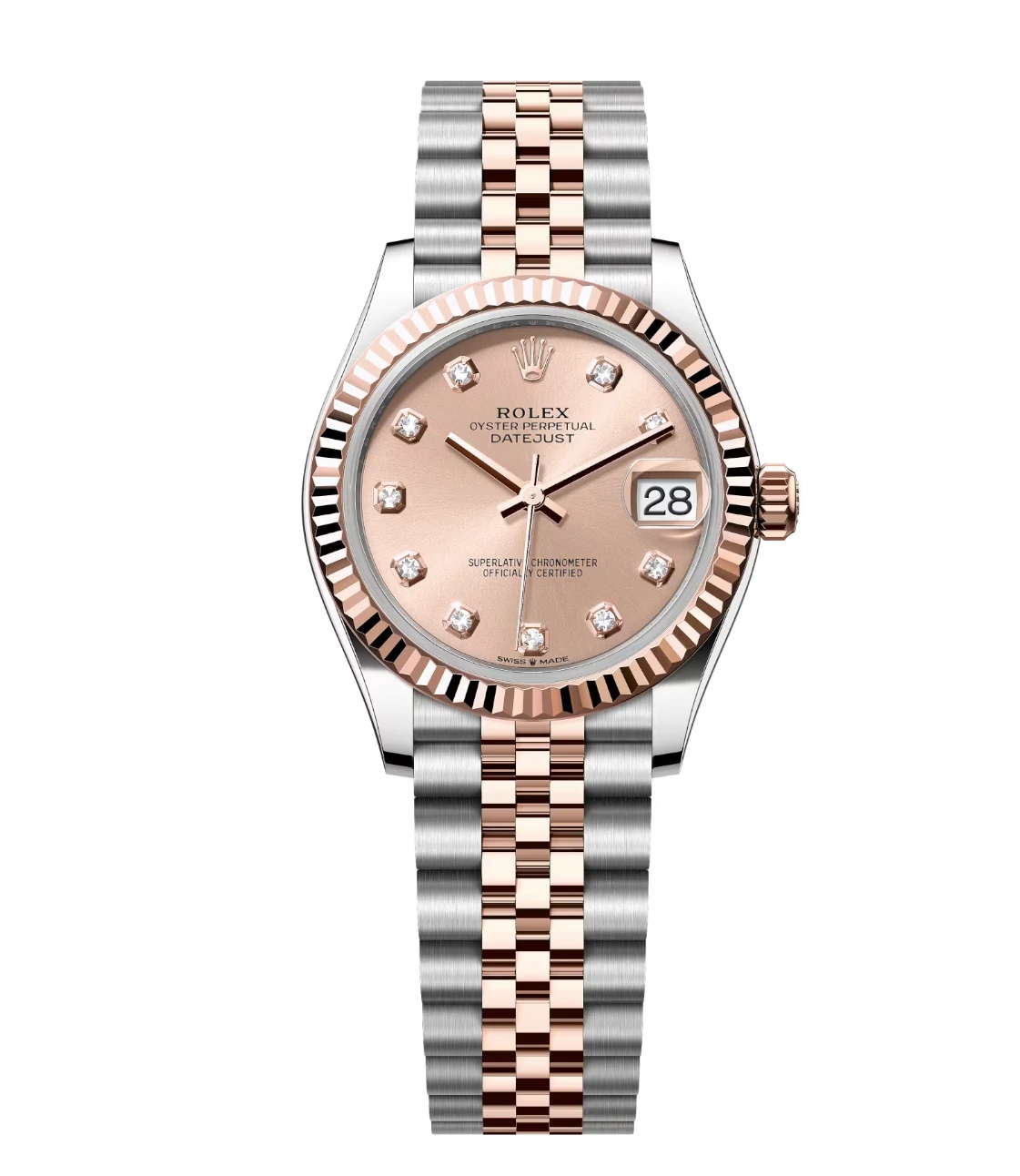 Rolex Datejust 31 Oyster Perpetual Oystersteel and Everose gold rosé colour diamond-set dial Jubilee band Reference 278271