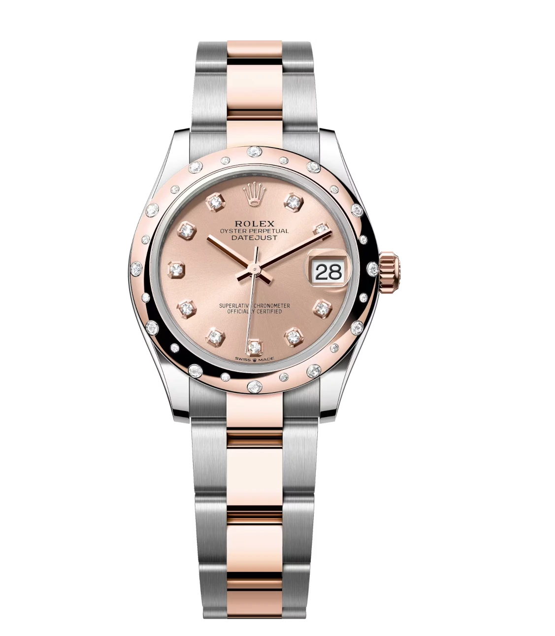 Rolex Datejust 31 Oyster Perpetual watch in Oystersteel and Everose gold with rosé diamond-set dial