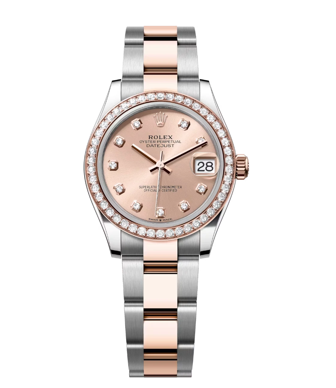 Rolex Datejust 31 Oyster Perpetual Oystersteel and Everose gold rosé colour, diamond-set dial Oyster band Reference 278381RBR