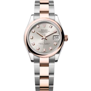 Rolex Datejust 31 Oyster Perpetual Oystersteel and Everose gold silver, diamond-set dial Oyster band Reference 278241