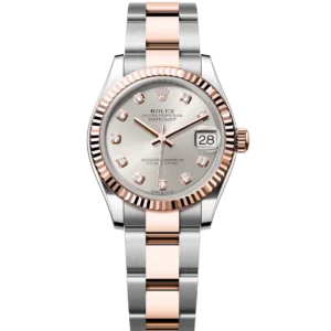 Rolex Datejust 31 Oyster Perpetual Oystersteel and Everose gold silver, diamond-set dial Oyster band Reference 278271