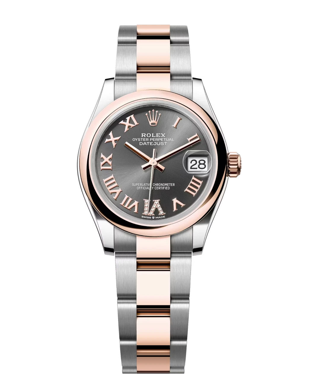 Rolex Datejust 31 Oyster Perpetual Oystersteel and Everose gold slate, diamond-set dial Oyster band Reference 278241