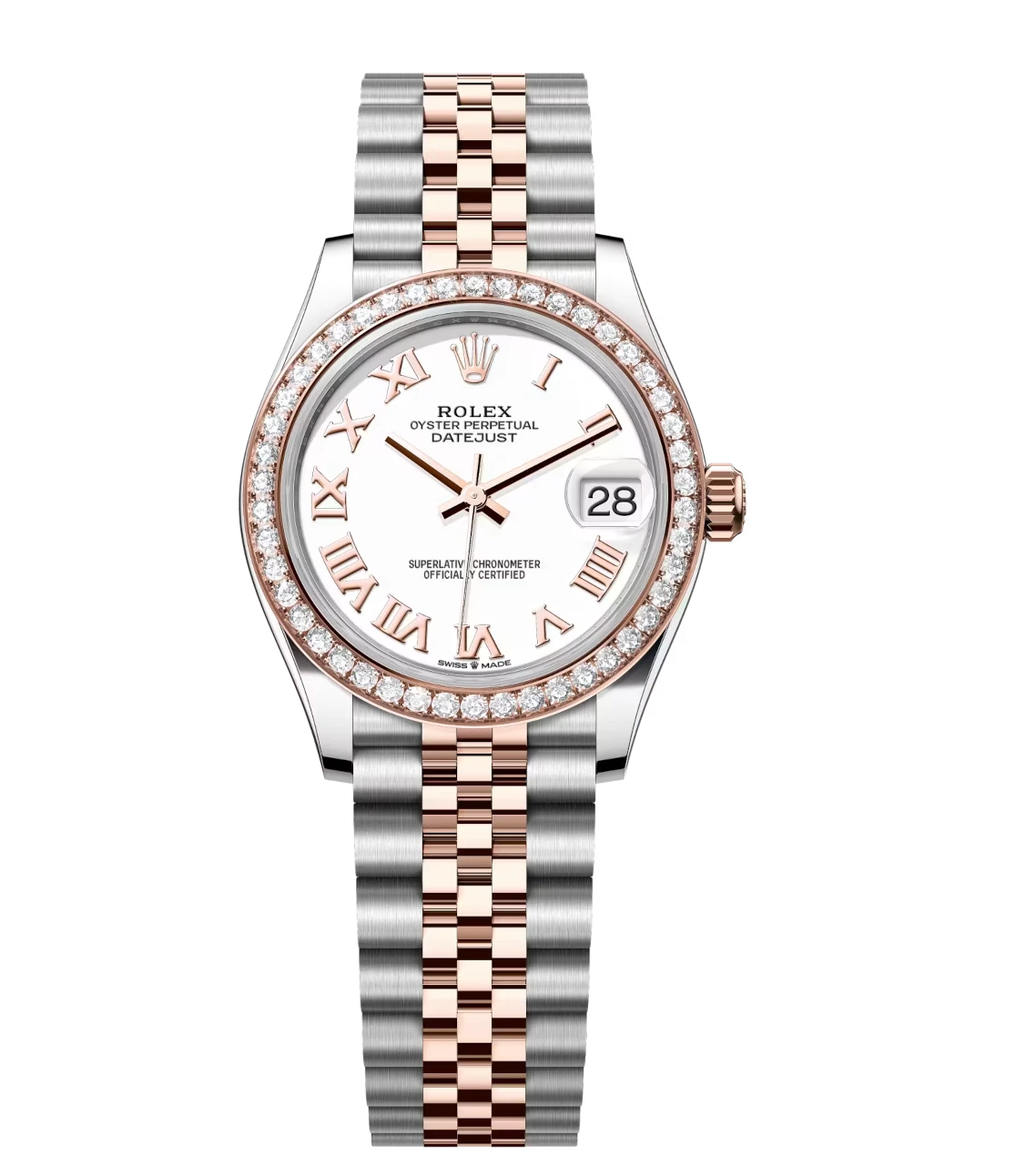 Rolex Datejust 31 Oyster Perpetual Oystersteel and Everose gold white dial Jubilee band Reference 278381RBR