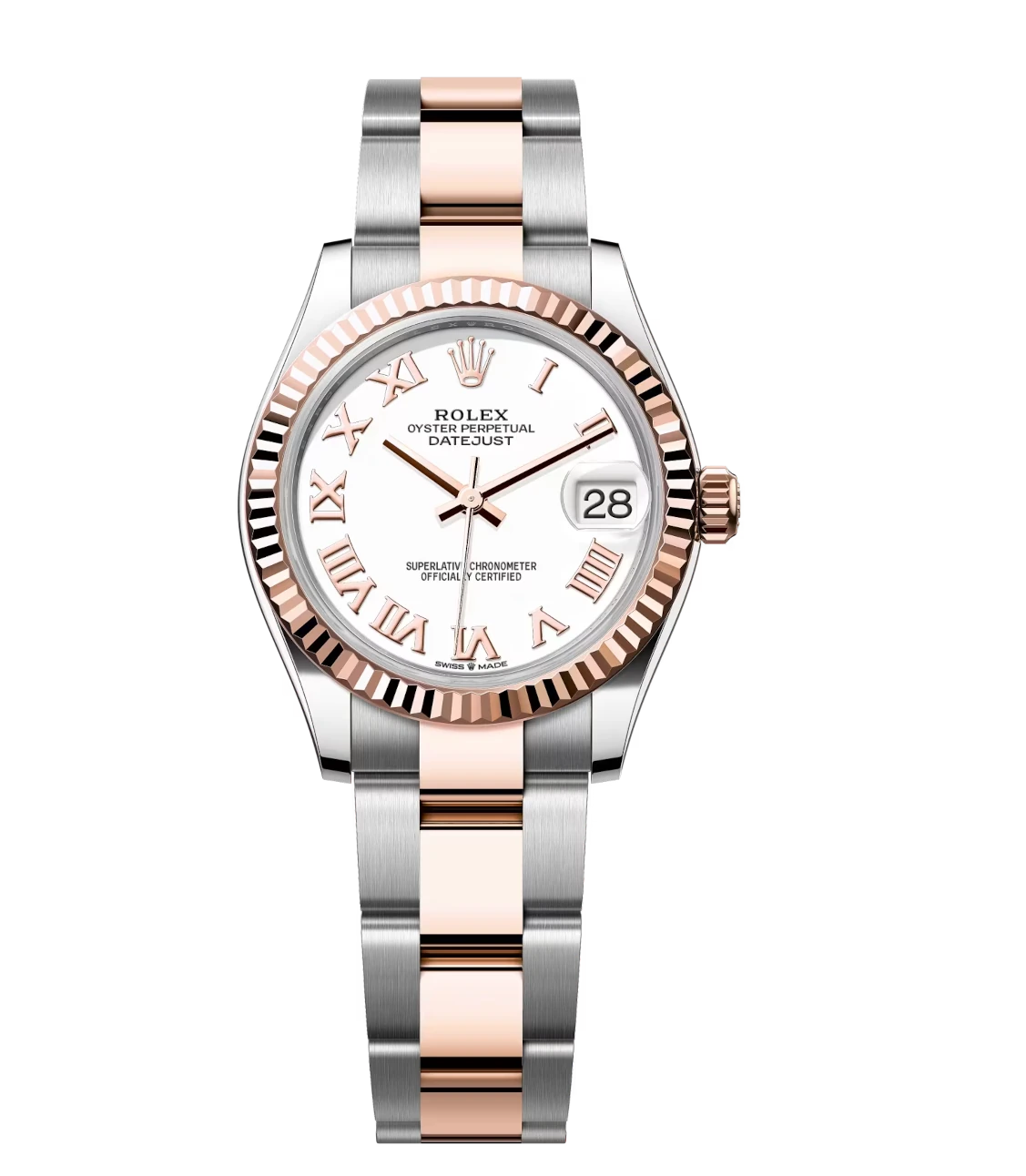 Rolex Datejust 31 Oyster Perpetual Oystersteel and Everose gold white dial Oyster band Reference 278271