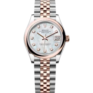 Rolex Datejust 31 Oyster Perpetual Oystersteel and Everose gold white mother-of-pearl, diamond-set dial Jubilee band Reference 278241