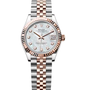 Rolex Datejust 31 Oyster Perpetual Oystersteel and Everose gold white mother-of-pearl, diamond-set dial Jubilee band Reference 278271