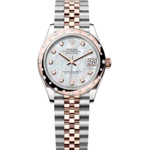 Rolex Datejust 31 Oyster Perpetual Oystersteel and Everose gold white mother-of-pearl, diamond-set dial Jubilee band Reference 278341RBR