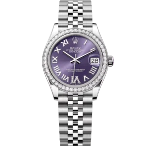 Rolex Datejust 31 Oyster Perpetual Oystersteel and white gold aubergine, diamond-set dial Jubilee band Reference 278384RBR