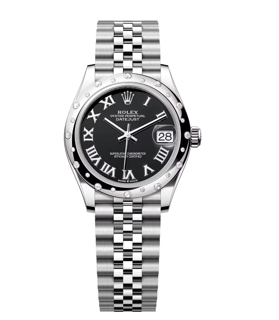 Rolex Datejust 31 Oyster Perpetual Oystersteel and white gold bright black dial Jubilee band Reference 278344RBR