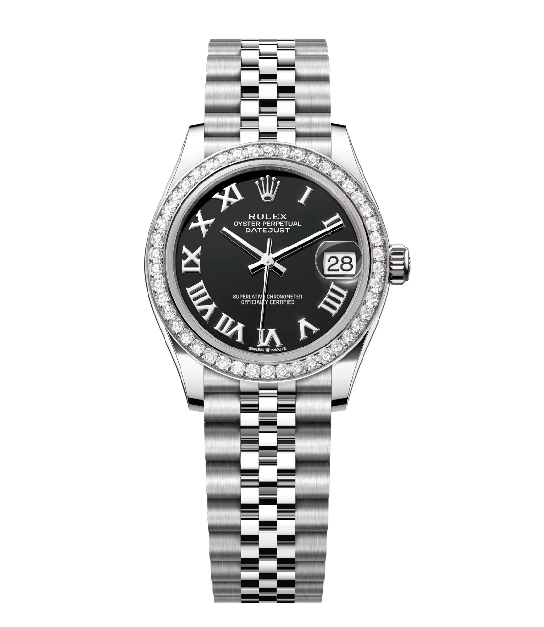 Rolex Datejust 31 Oyster Perpetual Oystersteel and white gold bright black dial Jubilee band Reference 278384RBR