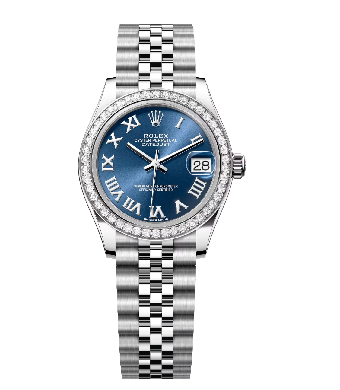 Rolex Datejust 31 Oyster Perpetual Oystersteel and white gold bright blue dial Jubilee band Reference 278384RBR