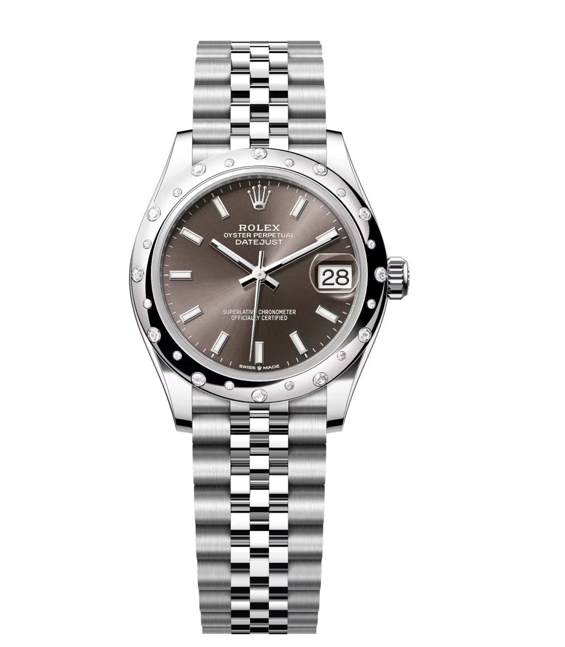 Rolex Datejust 31 Oyster Perpetual Oystersteel and white gold dark grey dial Jubilee band Reference 278344RBR