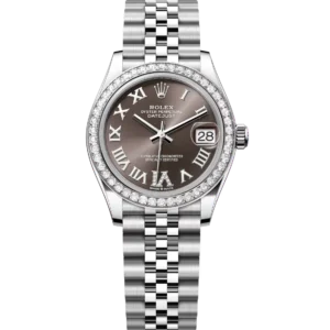 Rolex Datejust 31 Oyster Perpetual Oystersteel and white gold dark grey, diamond-set dial Jubilee band Reference 278384RBR