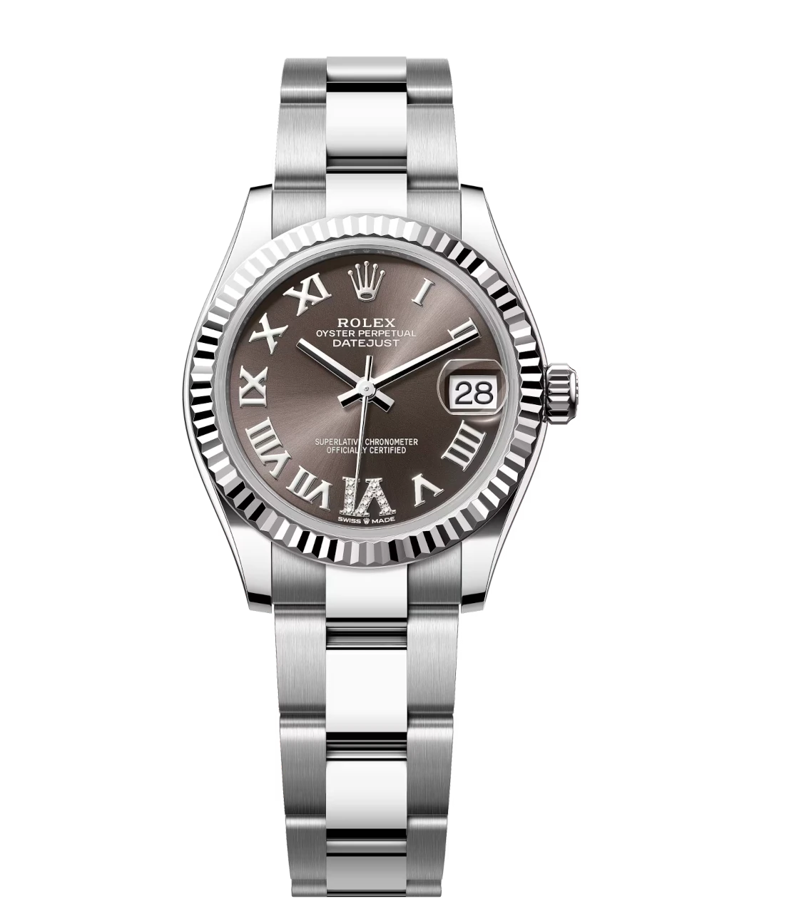 Rolex Datejust 31 Oyster Perpetual Oystersteel and white gold dark grey, diamond-set dial Oyster band Reference 278274