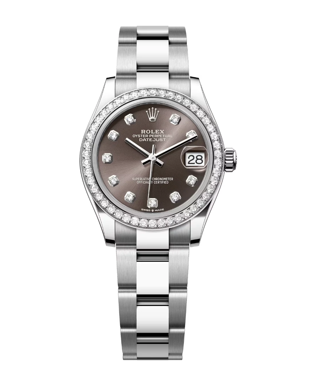 Rolex Datejust 31 Oyster Perpetual Oystersteel and white gold dark grey, diamond-set dial Oyster band Reference 278384RBR