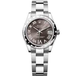Rolex Datejust 31 Oyster Perpetual Oystersteel and white gold dark grey, diamond-set Oyster band Reference 278344RBR