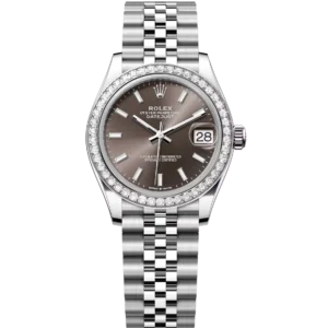 Rolex Datejust 31 Oyster Perpetual Oystersteel and white gold dark grey Jubilee band Reference 278384RBR