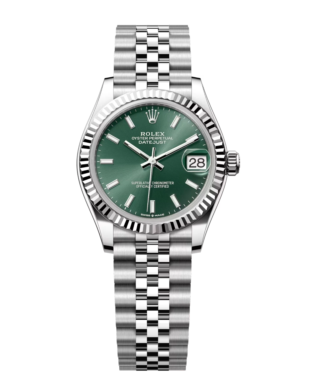 Rolex Datejust 31 Oyster Perpetual Oystersteel and white gold mint green dial Jubilee band Reference 278274