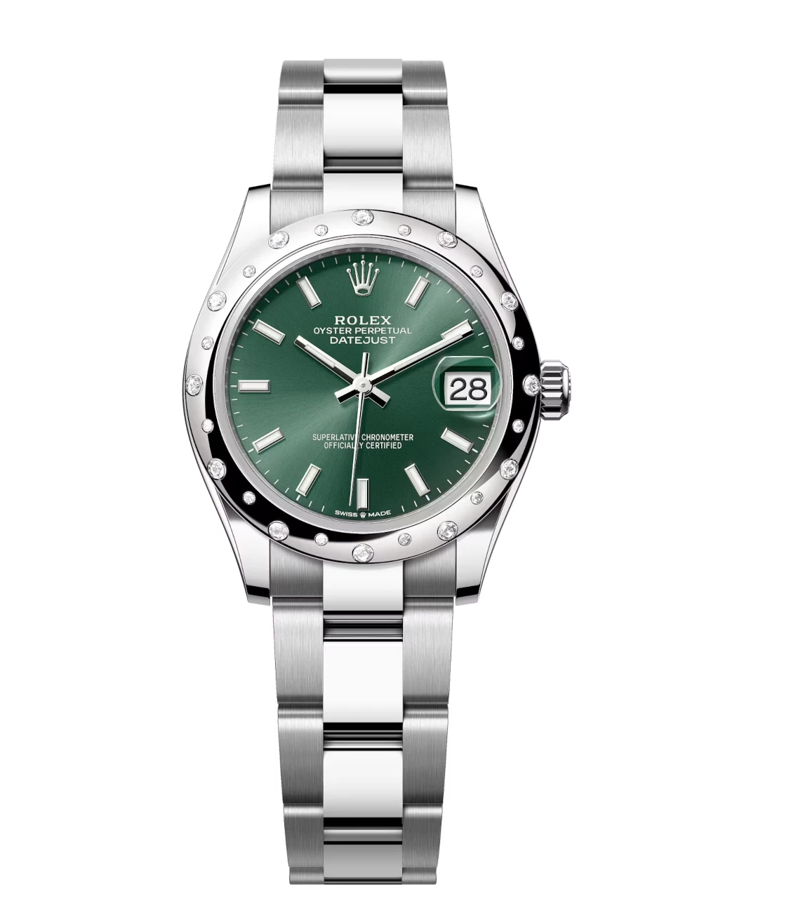 Rolex Datejust 31 Oyster Perpetual Oystersteel and white gold mint green dial Oyster band Reference 278344RBR