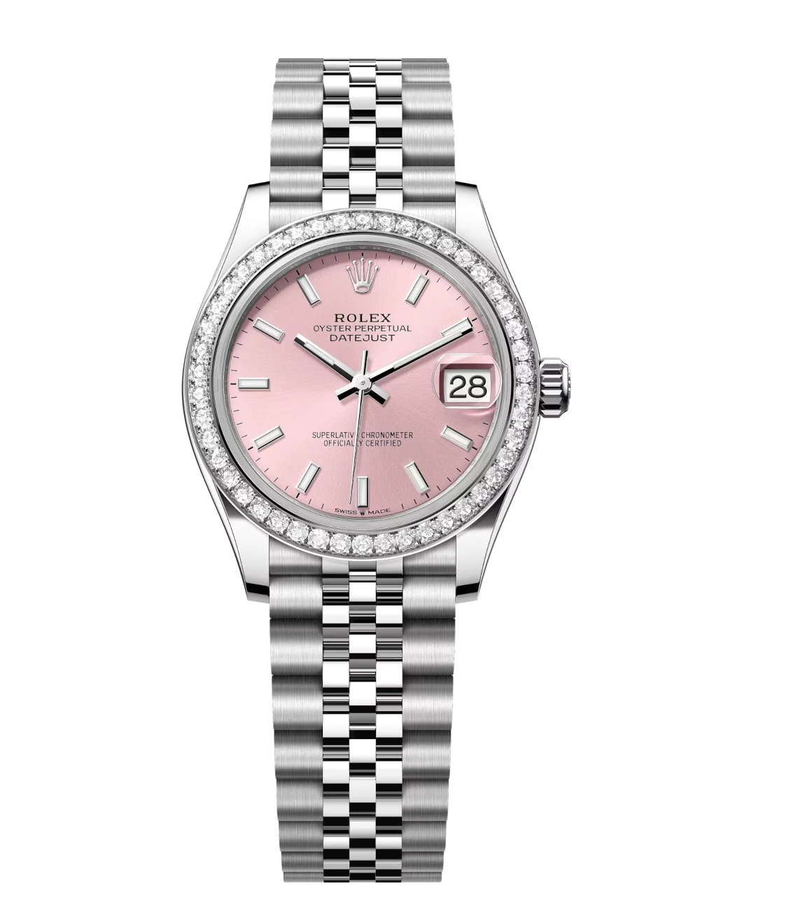 Rolex Datejust 31 Oyster Perpetual Oystersteel and white gold pink dial Jubilee band Reference 278384RBR