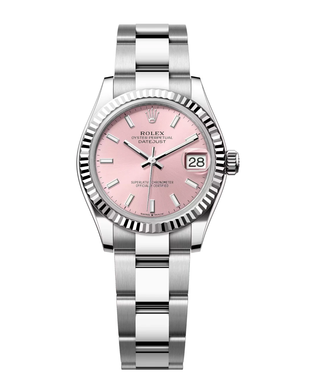 Rolex Datejust 31 Oyster Perpetual Oystersteel and white gold pink dial Oyster band Reference 278274