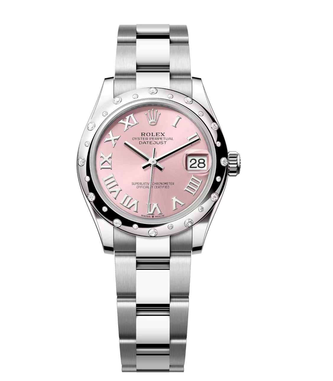 Rolex Datejust 31 Oyster Perpetual Oystersteel and white gold pink dial Oyster band Reference 278344RBR