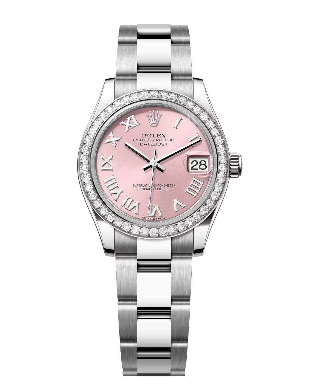 Rolex Datejust 31 Oyster Perpetual Oystersteel and white gold pink dial Oyster band Reference 278384RBR