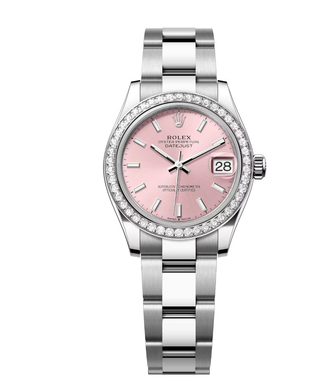 Rolex Datejust 31 Oyster Perpetual Oystersteel and white gold pink dial Oyster band Reference 278384RBR