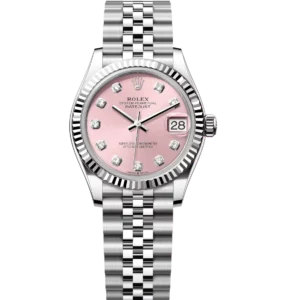 Rolex Lady-Datejust 28 Oyster Perpetual Oystersteel and white gold pink, diamond-set dial Jubilee band Reference 279174