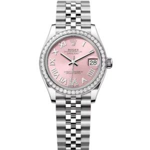 Rolex Datejust 31 Oyster Perpetual Oystersteel and white gold pink, diamond-set dial Jubilee band Reference 278384RBR