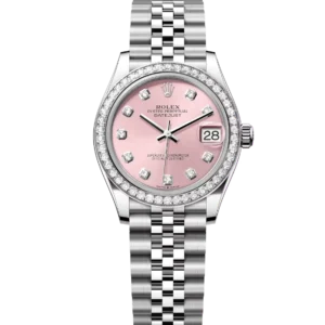 Rolex Datejust 31 Oyster Perpetual Oystersteel and white gold pink, diamond-set dial Jubilee band Reference 278384RBR