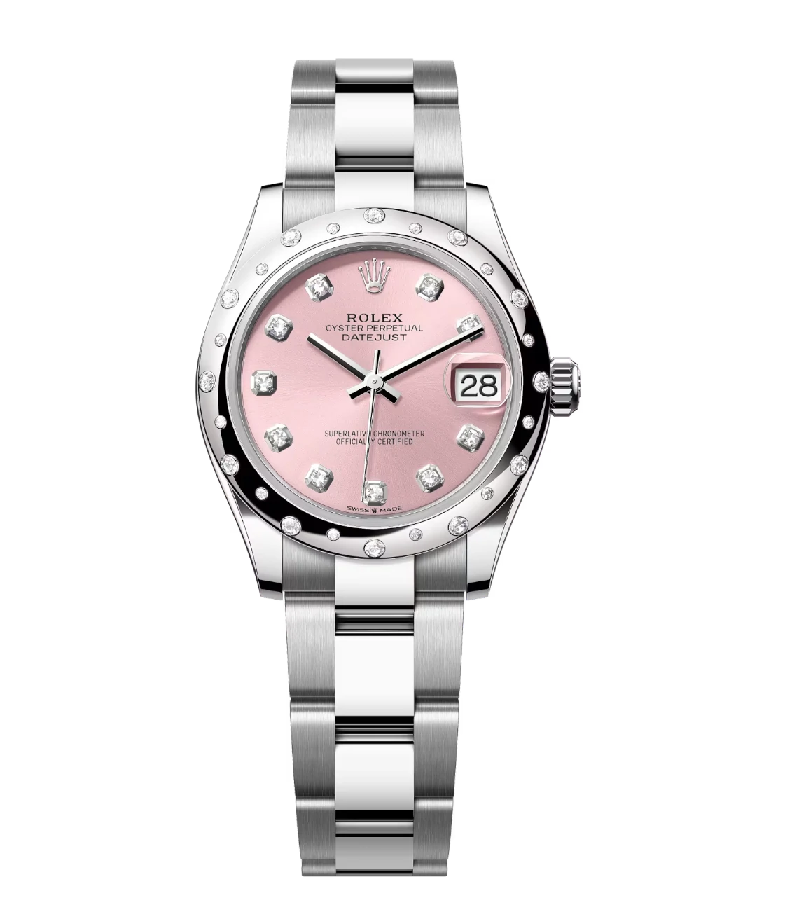 Rolex Datejust 31 Oyster Perpetual Oystersteel and white gold pink, diamond-set dial Oyster band Reference 278344RBR