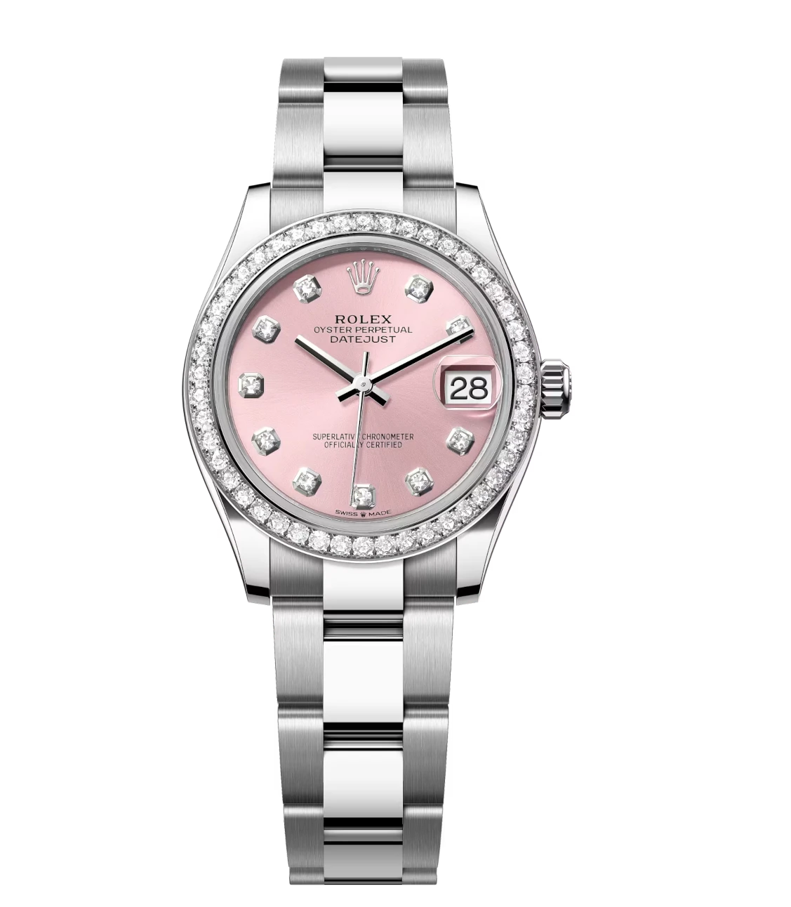 Rolex Datejust 31 Oyster Perpetual watch in Oystersteel and white gold with diamond-set white dial
