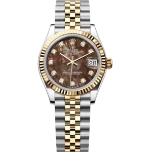Rolex Datejust 31 Oyster Perpetual Oystersteel and yellow gold black mother-of-pearl, diamond-set dial Jubilee band Reference 278273