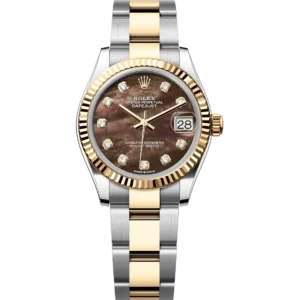 Rolex Datejust 31 Oyster Perpetual Oystersteel and yellow gold black mother-of-pearl, diamond-set dial Oyster band Reference 278273
