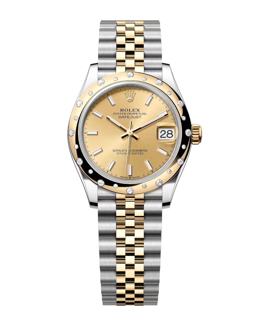 Rolex Datejust 31 Oyster Perpetual Oystersteel and yellow gold champagne-colour dial Jubilee band Reference 278343RBR