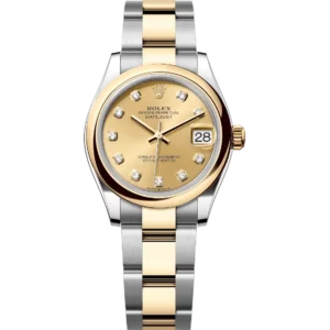 Rolex Lady-Datejust 28 Oyster Perpetual Oystersteel and yellow gold champagne colour, diamond-set dial Oyster band Reference 279163